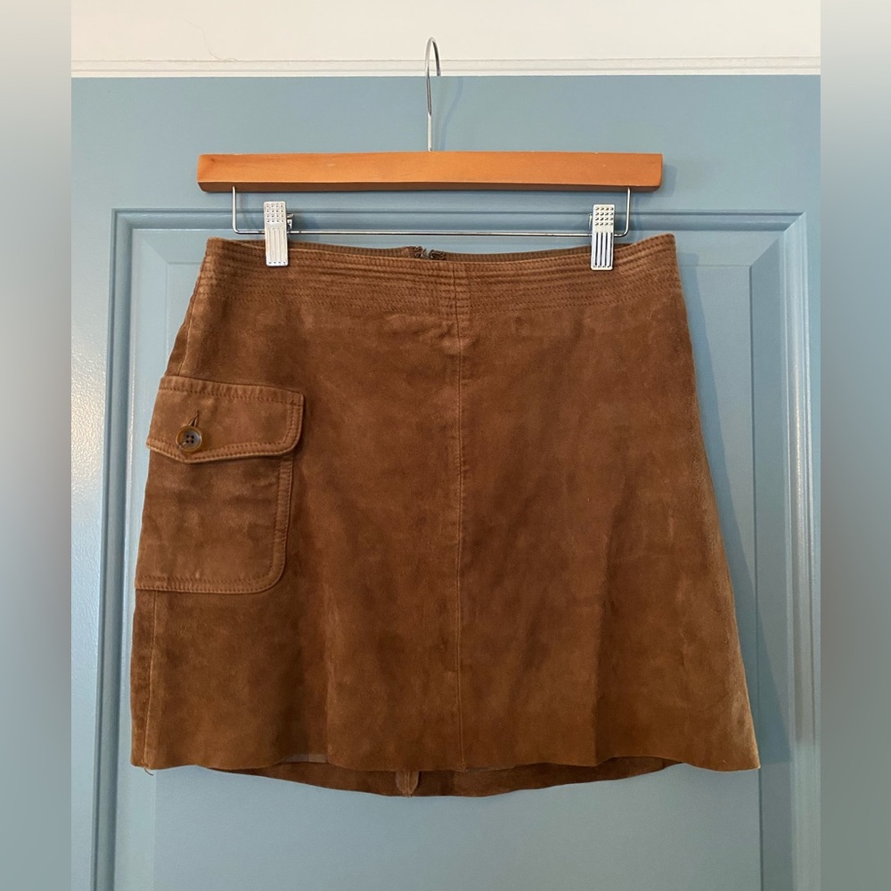 J. Crew Suede Mini Skirt with side pocket brown tan Size 2 JCrew